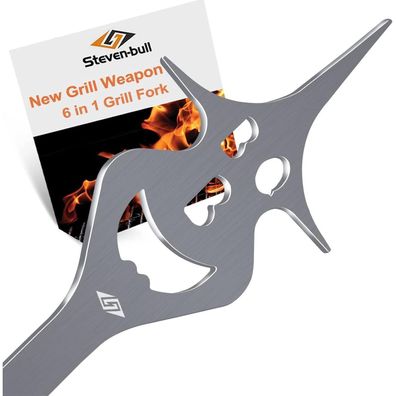 Geschenk für Männer 6 in 1 Grill Zubehör Fleischgabel Multifunktion Grillbesteck