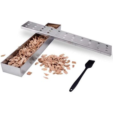 Tisch Räucherofen Zubehör Edelstahl Räucherbox für Grill inkl. Silikonpinsel