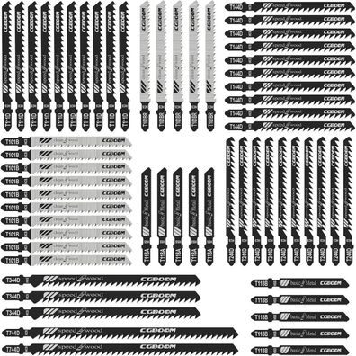 60tlg Stichsägeblatt Set HCS HSS T-Schaft Jigsaw für Holz Metall