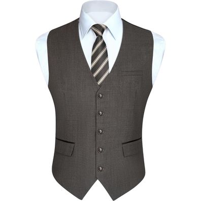 Herren Anzugweste Elegant Hochzeit Business Smoking Weste Braun XS