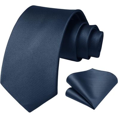 Herren Krawatte Marineblau 3,4 Zoll Hochzeit Set Einstecktuch