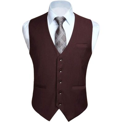 Hisdern Herren Baumwolle Formale Hochzeit Party Weste Braun XS