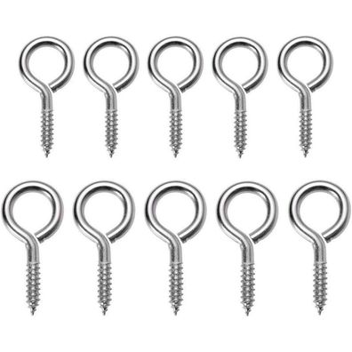100 Stück kleine Ösenschrauben Augenbolzen Schraubhaken 2 Größen 16x36 mm 10x20