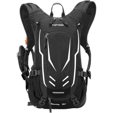 Toptrek 18L Fahrradrucksack Ultraleicht Wasserdicht mit Helmabdeckung Schwarz