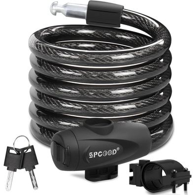SPGOOD 120cm Spiralkabelschloss mit 2 Schlüssel - Hochsicherheits Fahrradschloss