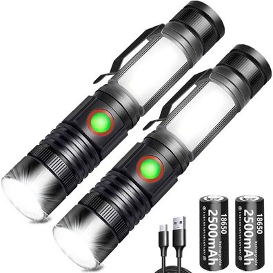 LED Taschenlampe Extrem Hell 2000 Lumen wiederaufladbar Mini Magnet Flashlight