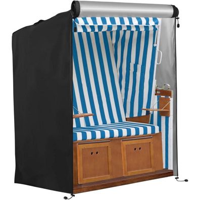 Strandkorb Schutzhülle Winterfest 420D Oxford Stoff Schwarz 135x105x175/140cm