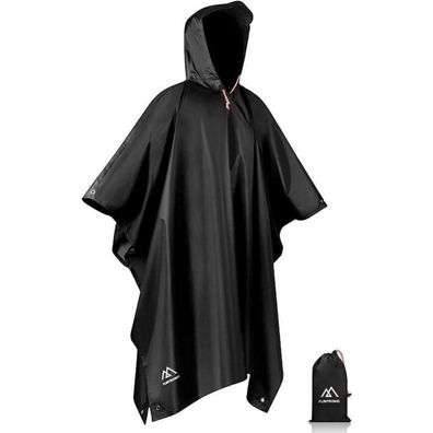 Flintronic Wasserdichter Regenponcho 3-in-1 für Herren Damen - Schwarz