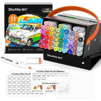 Alkohol Marker Set 50 Stifte doppelseitig Nr.0 Graphic für Zeichnen