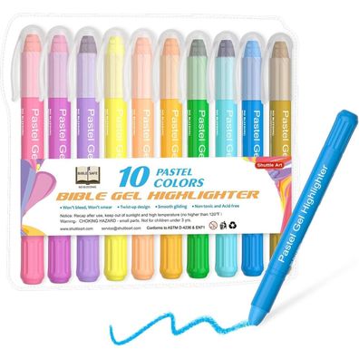 Bibelmarker 10 Pastell Gel Textmarker Set feine Spitze