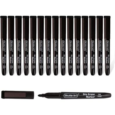 15er Set Shuttle Art Whiteboard Marker schwarz magnetisch abwischbar fein