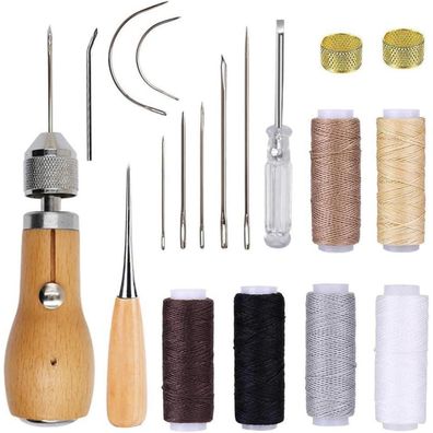 Nicavkit Leder Nähset Ledernähset DIY Handwerk Set 18tlg
