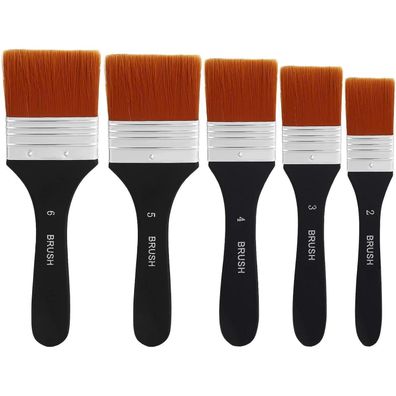 Aquarell Acryl Flachpinsel Set 5-teilig 20 30 40 50 60 mm