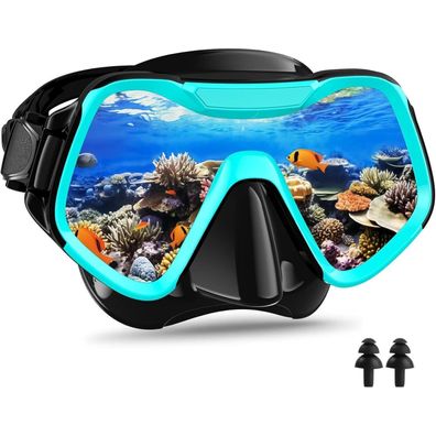 Taucherbrille Erwachsene 180°Panorama Gehärtetes Glas Anti-Fog Schwimmbrille
