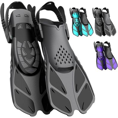 Lealinga Schnorchelflossen Verstellbar Erwachsene Trainingsflossen L-XL Schwarz