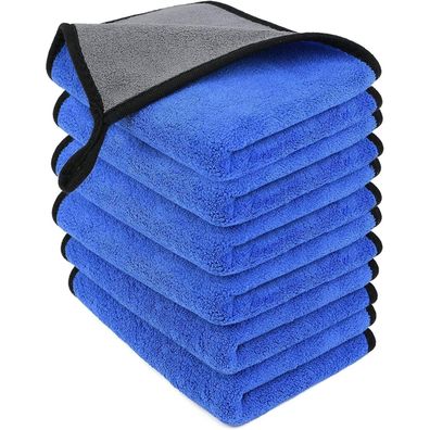 Mikrofasertücher Auto 6er Set 500GSM Fusselfrei Haushalt Küche 30x40cm Blau