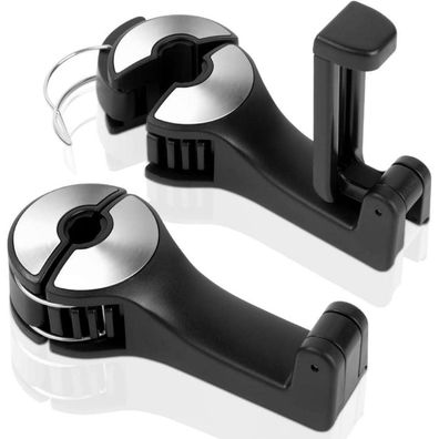 Auto Kopfstützen Haken Handyhalter 2 Stück 360° drehbar Silber