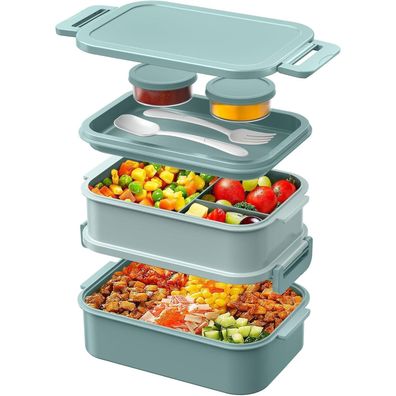 WayEee Lunchbox 2130ml Groß Volumen Bento Box Auslaufsicher BPA Frei Grün