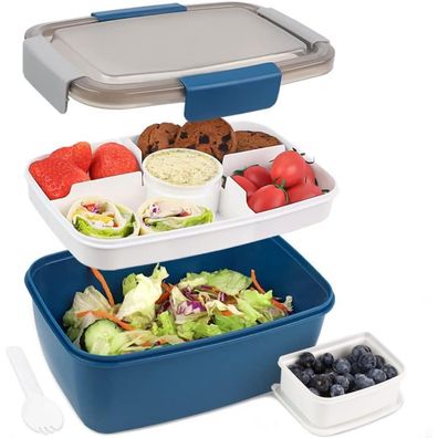 Bugucat Lunchbox 2000ML Auslaufsicher Bento Box Salatbehälter Fächern Gabel