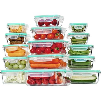 15tlg Glas Meal Prep Boxen Set Auslaufsicher Mikrowellenfest