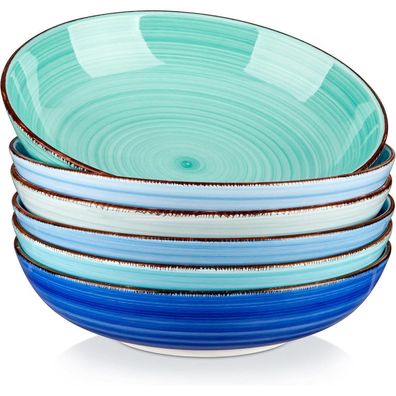 Vancasso Bonita Suppenteller 6er Set Steingut Blau 38 OZ