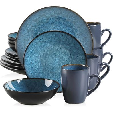 Vancasso BUBBLE 16tlg Tafelservice Set Steingut Vintage Blau