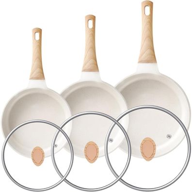 Antihaftbeschichtete Bratpfannen Set mit Deckeln - Induktion - hitzebeständig