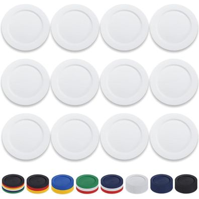 12er Set Weiße Kunststoff Teller 25cm flache Speiseteller Outdoor Camping