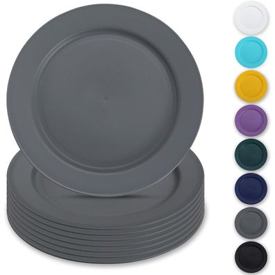 Berglander Kunststoff Teller Set 8 Stück 25cm grau Flache Speiseteller