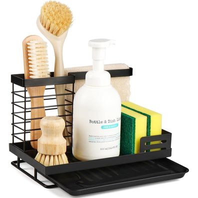 Küchen Spülbecken Organizer Schwarz Schwammhalter Abflusspfanne