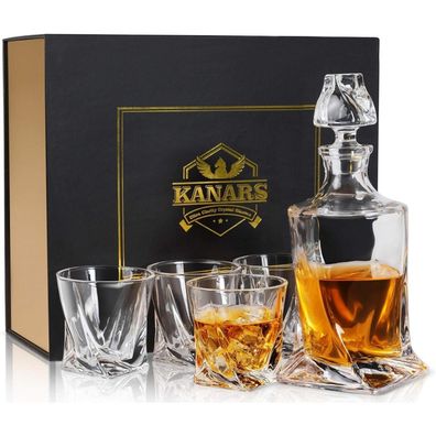 Whisky Gläser Set 5-tlg. Bleifrei Kristall Karaffe Geschenkbox