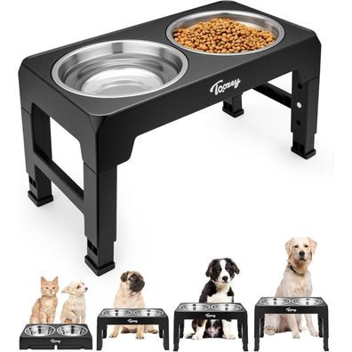 Toozey Futternapf höhenverstellbar 2 Schüsseln 1200ml für mittelgroße, große