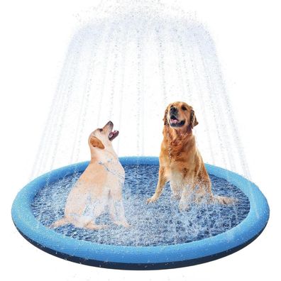 Yaungel Hundepool Planschbecken 175cm Anti-Rutsch Matte Faltbarer Splash Pad