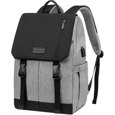15.6 Zoll Laptop Rucksack Damen Herren Wasserdicht Uni Business Grau