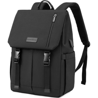 Lovevook Laptop Rucksack Damen Herren 15.6 Zoll Wasserdicht Uni Schule Schwarz