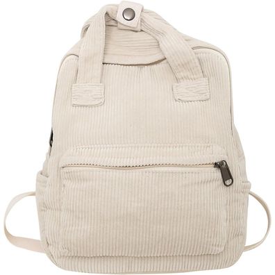 Damen Rucksack Klein Cord Cityrucksack Beige 10l Kapazität