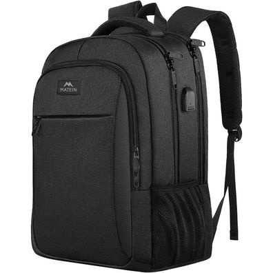Business Laptop Rucksack 15,6 Zoll USB Ladeanschluss Wasserdicht Schwarz
