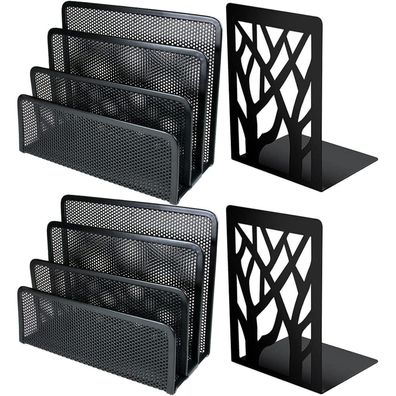 Schreibtisch Organizer Briefständer Metall 3 Fächer Büro Schule Bücherständer