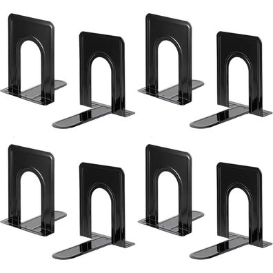 Metall-Buchstützen 4 Paar Schwarz rutschfest abgerundete Ecken robust