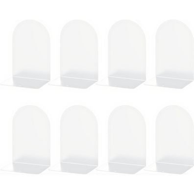 Buchstütze Metall Bookends 8 Stück, Weiße Bücherstützen Set