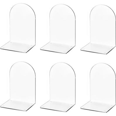 6er Set Transparente Acryl-Buchstützen mit Rutschfesten Aufklebern