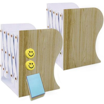 Qualsen Verstellbare Buchstützen Metall Kinder Bücherhalter Bookends Holzimitat