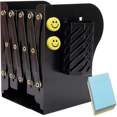 Buchstützen mit Stifthalter Verstellbar rutschfeste Bookends Schwarz 19 Zoll
