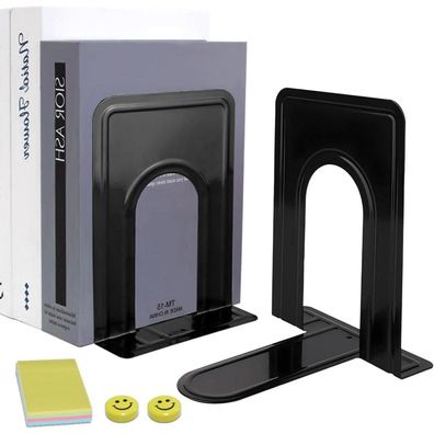 Qualsen Metall Buchstützen 1 Paar Schwarz 17x12x15 cm Kinder Bücherständer