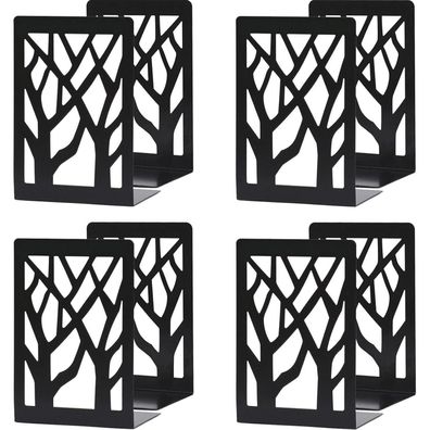 4er Set Schwarze Eisen Buchstützen für schwere Bücher Regal Deko