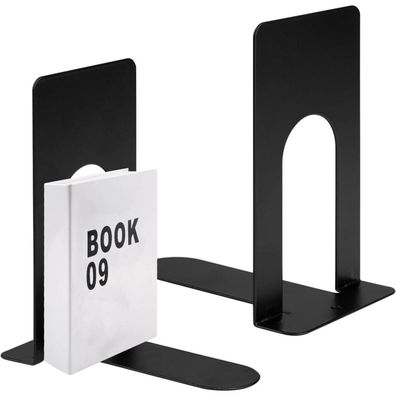 Buchstütze Metall 2er Pack 80x70x130mm Schwarz Bücherhalter Kinder Schule