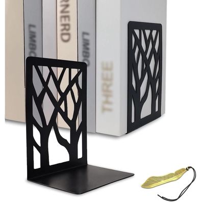 Moderne Metall-Buchstützen Schwarz 1 Paar für Regal Bücher Bookends 12x9x16cm