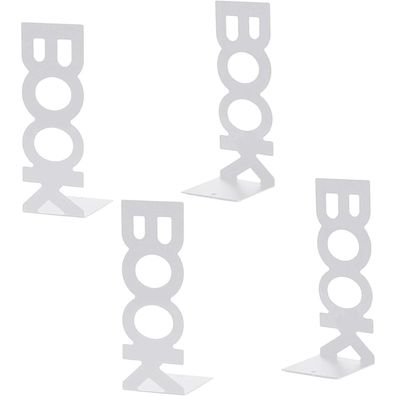 Weiße Metall Buchstützen 'Book' 4 Stück für Bücherregal Schreibtisch