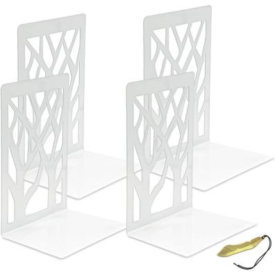 Metall Buchstützen Weiß 2 Paar Bücher Halter Regal DVDs 12x9x16cm