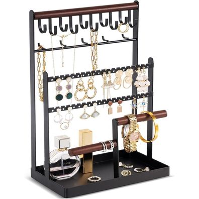 ProCase Schmuckständer 6 Tier Jewelry Organizer Schwarz metalle Holz